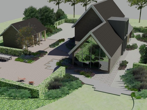 Landschappelijke, moderne, natuurtuin.