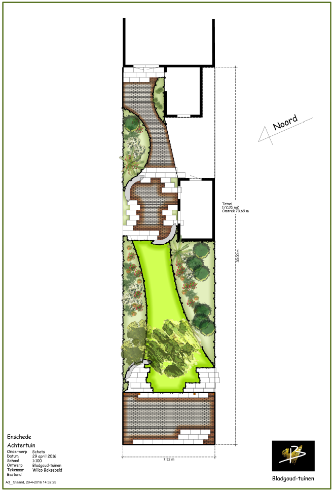 korting oosten Bevatten Tuinontwerp lange smalle tuinen. (Enschede)